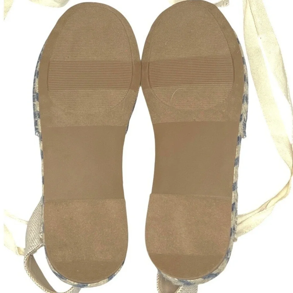 Ann Taylor Loft Chambray Lace Up‎ Espadrille Flats Size 9 EUC